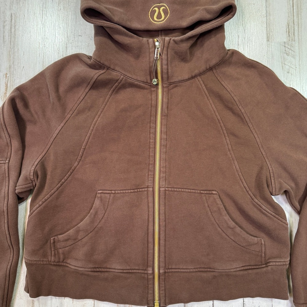 Lululemon Hoodie Womens XS/S Java Brown Scuba Oversized Full Zip Gold Hardware - Picture 3 of 12